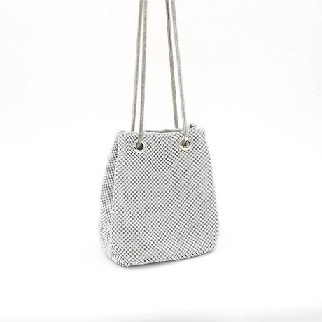 Silver Rhinestones Bucket Bag Fashion Lady Evening Chain Bags