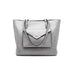 Silver Vegan Leather Tote Bags with Pocket | PRUSES