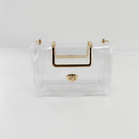 Small Clear Jelly Handbags Top Handle Twist Lock Flap Crossbody Purse with Chain | PRUSES