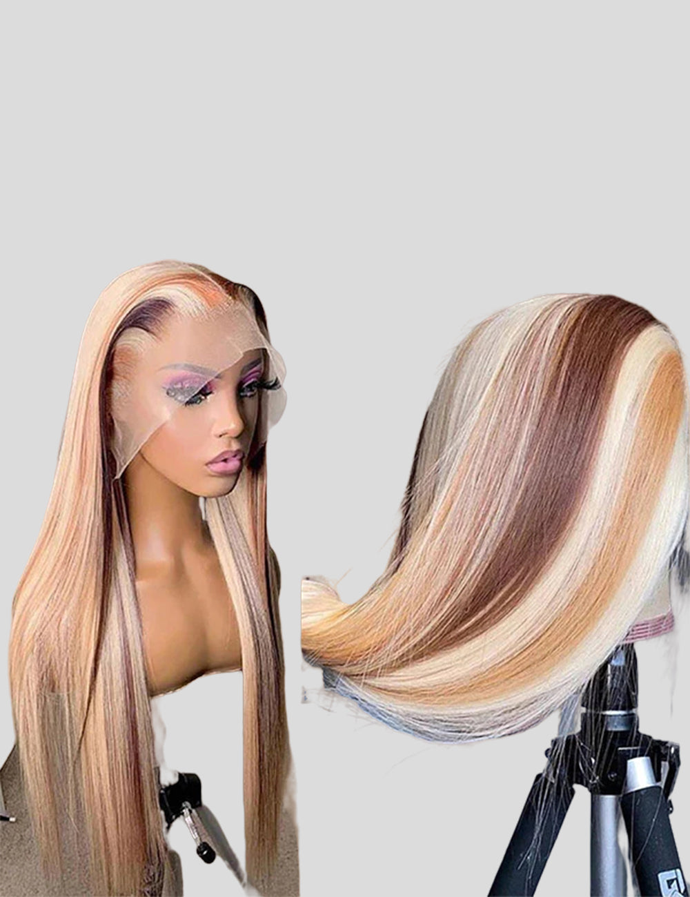 Straight Colored Wigs HD Transparent Highlight Wigs 13x4 Lace Front Wigs-4