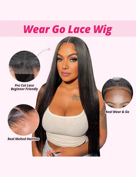 Straight Human Hair Wig 13x6 Lace Frontal Wig Glueless Lace Wig Invisible Knots Pre Cut Wigs-3