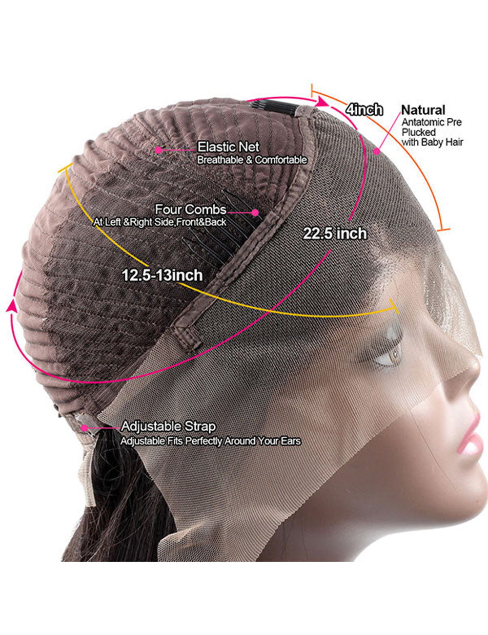 Straight Lace Front Wig 13x4 Frontal Wigs With Baby Hair 250% Density Human Hair Wigs-6