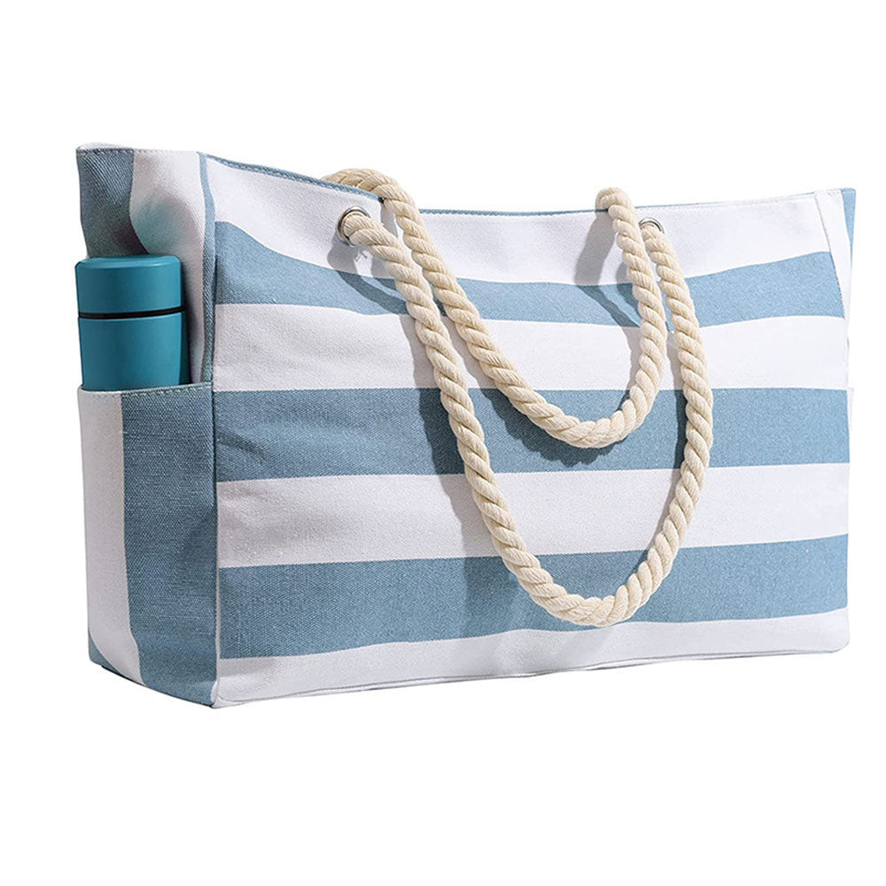 Striped Canvas Beach Large Capacity Tote Bag Travel Storage Bag |PRUSES-2