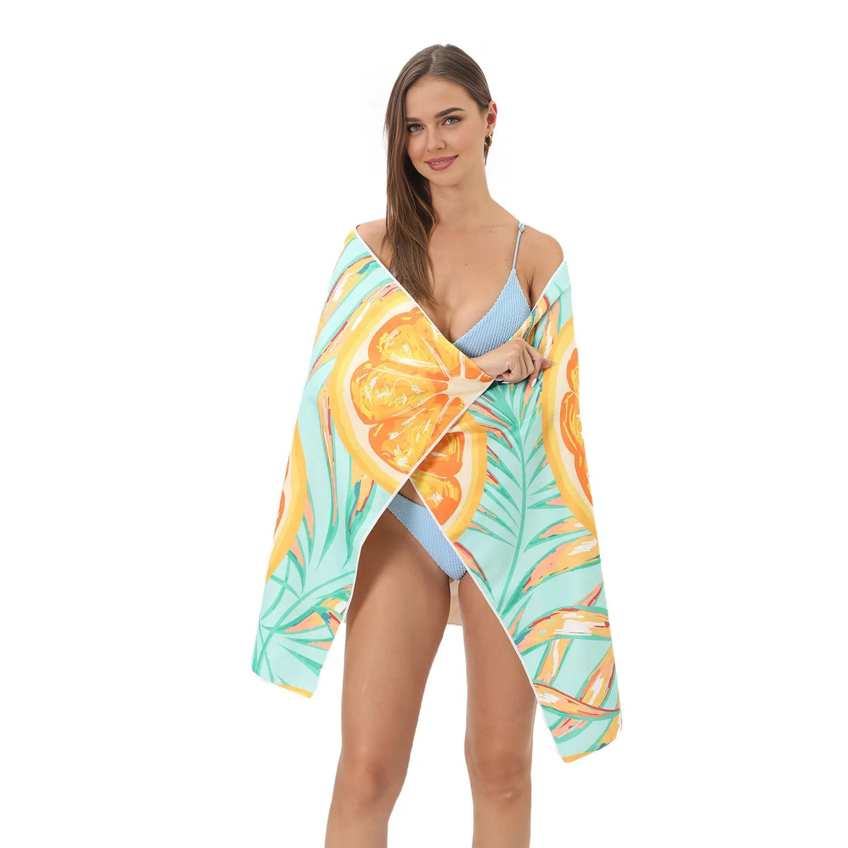 Summer Fruits Orange and Leaves Beach Towel | PRUSES-2
