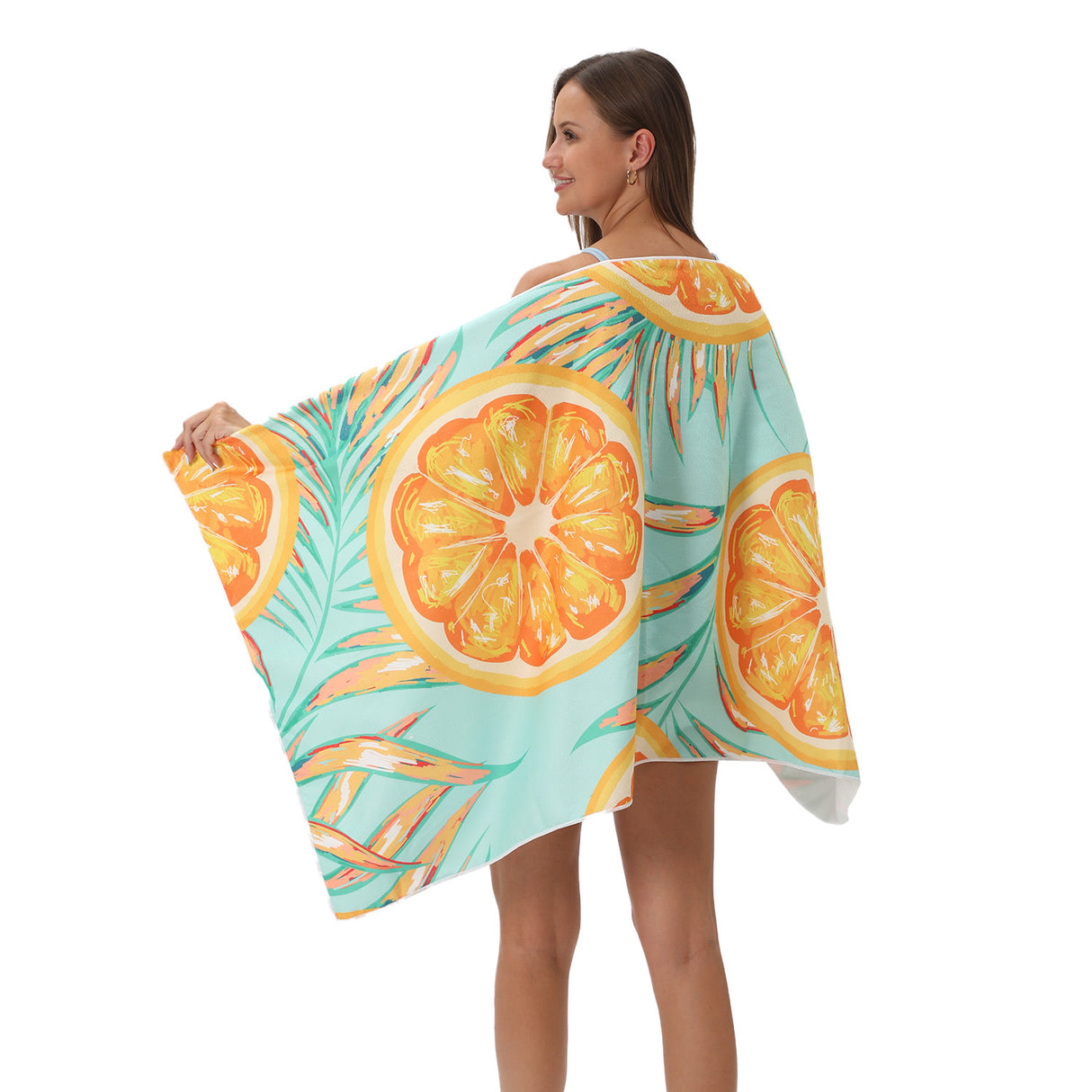 Summer Fruits Orange and Leaves Beach Towel | PRUSES-4