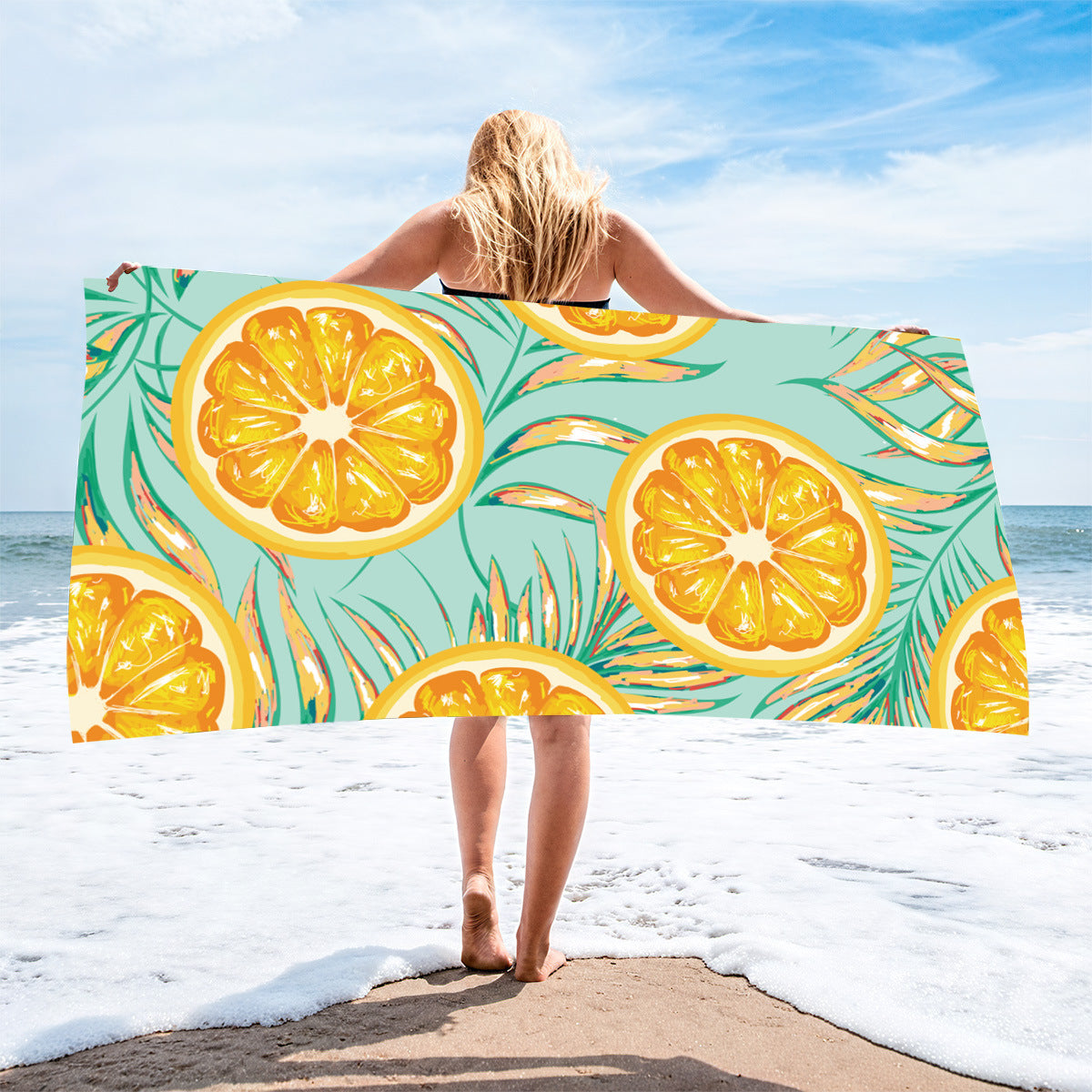Summer Fruits Orange and Leaves Beach Towel | PRUSES