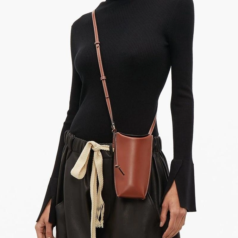 Tan Retro Cell Phone Bags Crossbody Wallet Purses-1