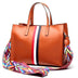 Tan Tri-color Stripe Leather Handbags | PRUSES