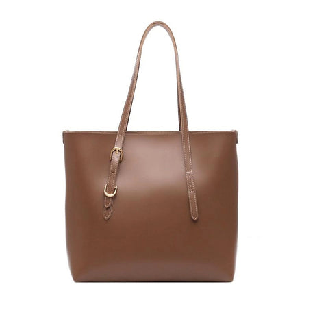 Tan Vegan Leather Large Tote Bag with inner Pouch Shoulder Bags | PRUSES-2