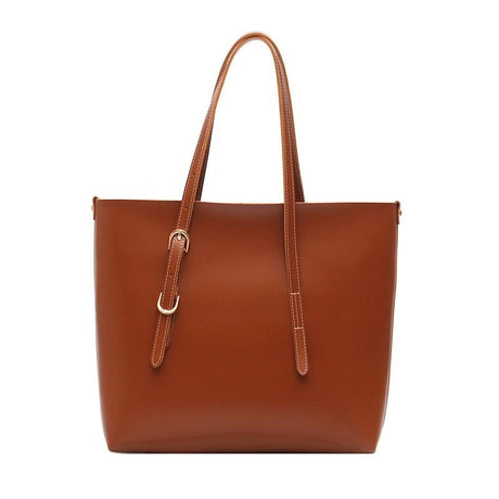 Tan Vegan Leather Large Tote Bag with inner Pouch Shoulder Bags | PRUSES