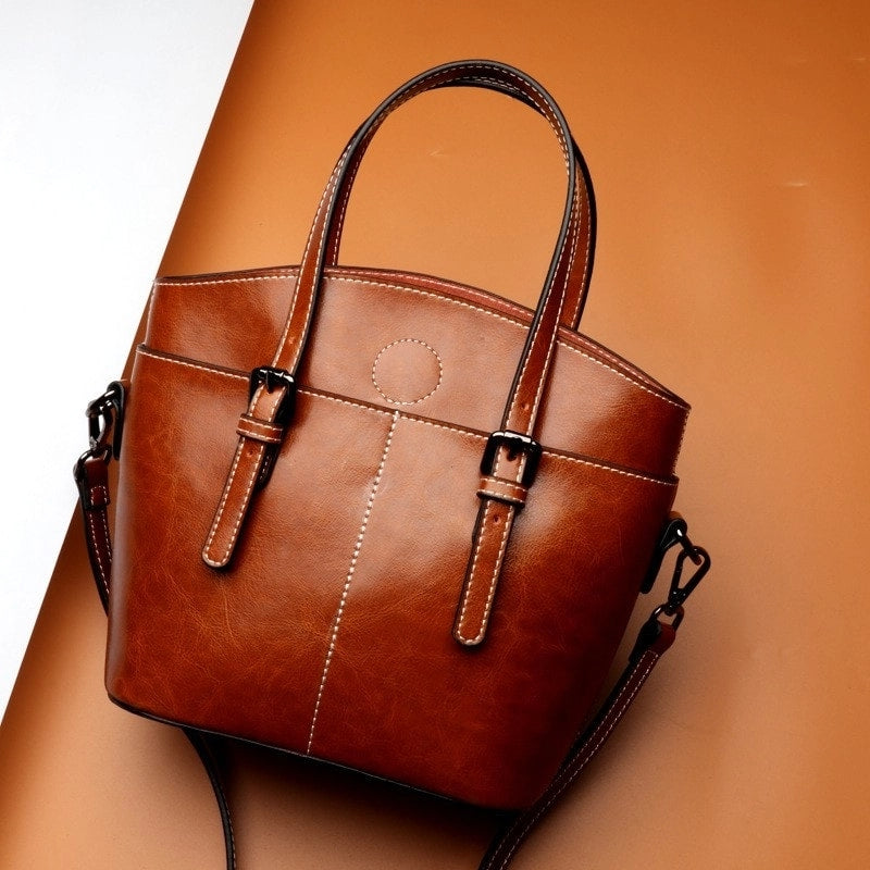 Tan Vintage Fashion Leather Handbag | PRUSES-3