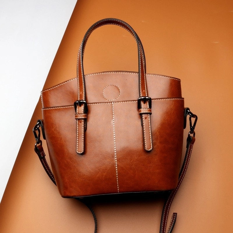 Tan Vintage Fashion Leather Handbag | PRUSES-4