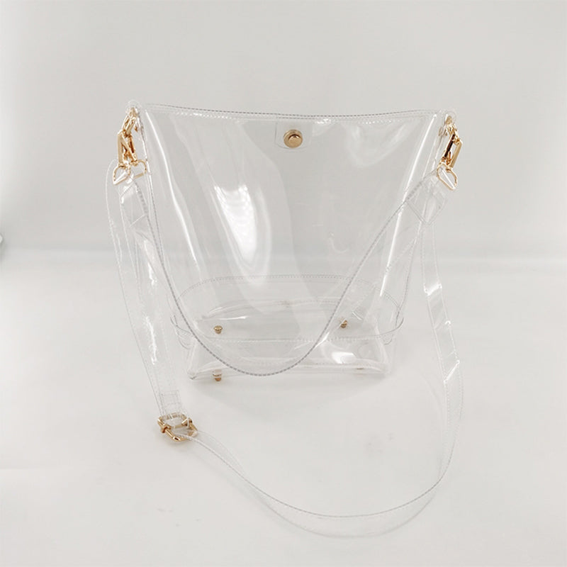 Transparent Buckle Bag Clear Jelly Women's Purse with Wide Strap| PRUSES