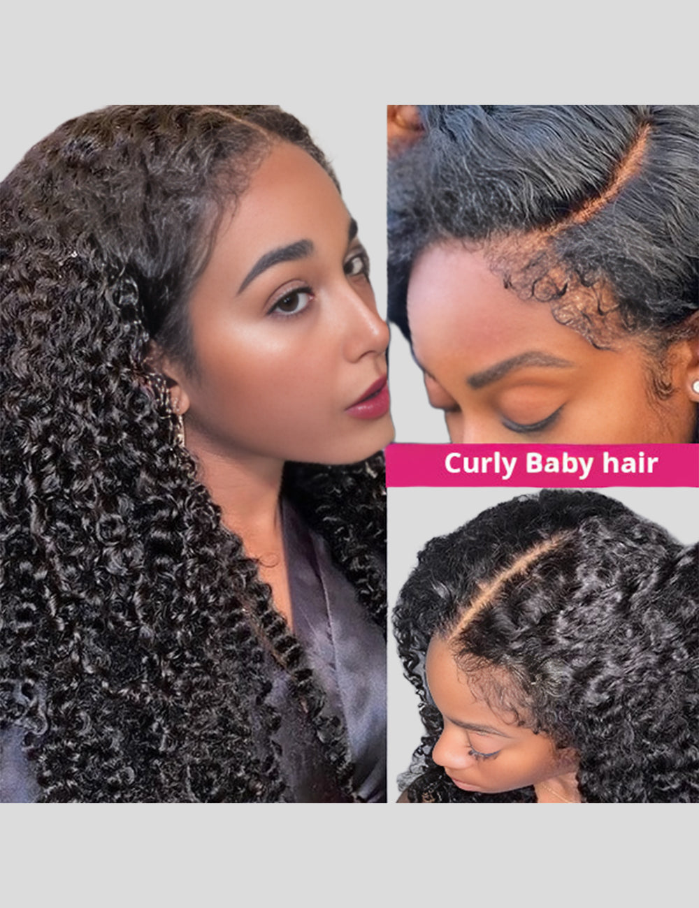 Type 4C Kinky Edges Human Hair Wigs Kinky Curly 13x4 Lace Frontal Wig With Realistic Hairline-2