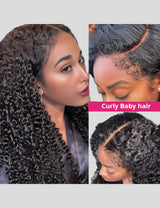 Type 4C Kinky Edges Human Hair Wigs Kinky Curly 13x4 Lace Frontal Wig With Realistic Hairline-2