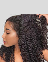 Type 4C Kinky Edges Human Hair Wigs Kinky Curly 13x4 Lace Frontal Wig With Realistic Hairline-3