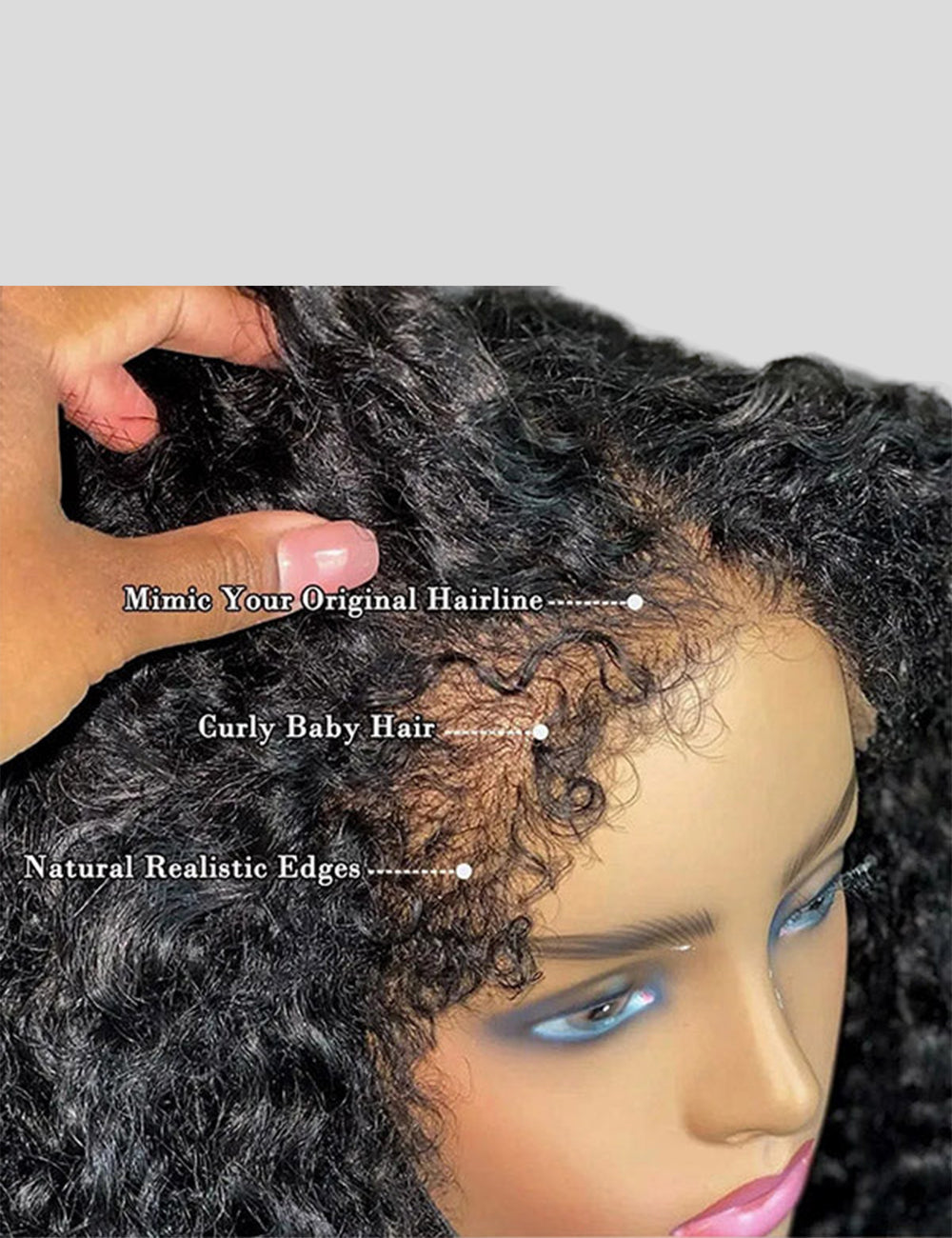 Type 4C Kinky Edges Human Hair Wigs Kinky Curly 13x4 Lace Frontal Wig With Realistic Hairline-4