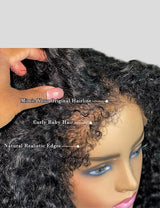 Type 4C Kinky Edges Human Hair Wigs Kinky Curly 13x4 Lace Frontal Wig With Realistic Hairline-4
