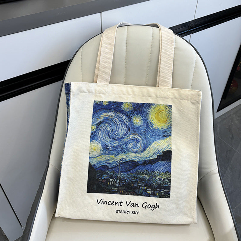 Van Gogh Starry Sky Oil Painting Canvas Tote Bag Student |PRUSES-5