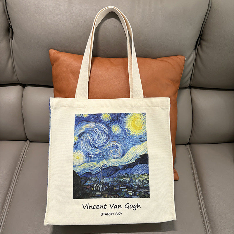 Van Gogh Starry Sky Oil Painting Canvas Tote Bag Student |PRUSES-6