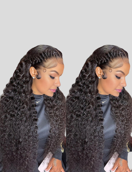 Water Wave Glueless Human Hair Wigs 150 Density Natural Color Pre Cut Lace Wig-1