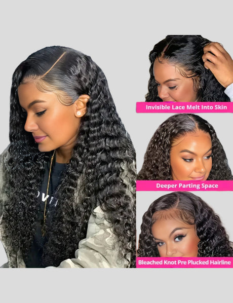 Water Wave Lace Front Wig 13x6 HD Lace Frontal Wig 40 Inch Glueless Human Hair Wigs-3