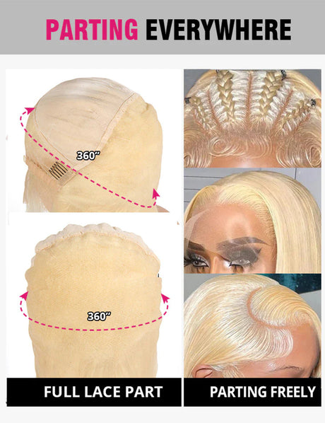 Full Lace Human Hair Wigs 613 Body Wave Wig Honey Blonde Full Lace Wigs HD Transparent 360 Full Lace Wigs-6