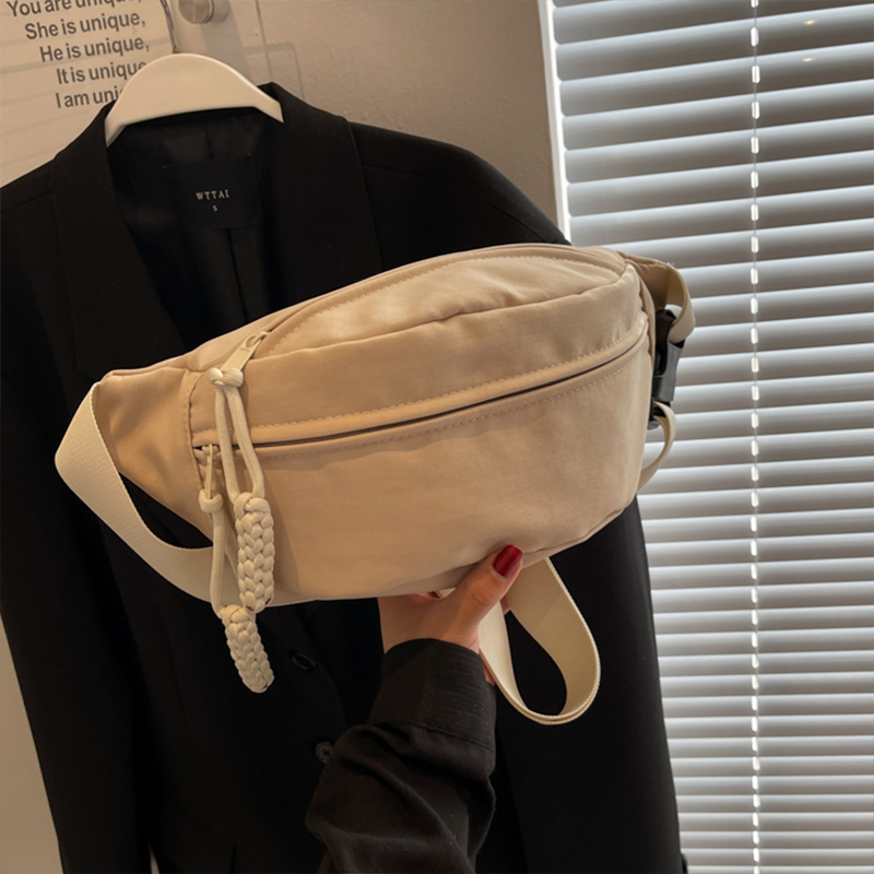 White Canvas Fanny Pack Wide Strap Crossbody Waist Bags | PRUSES