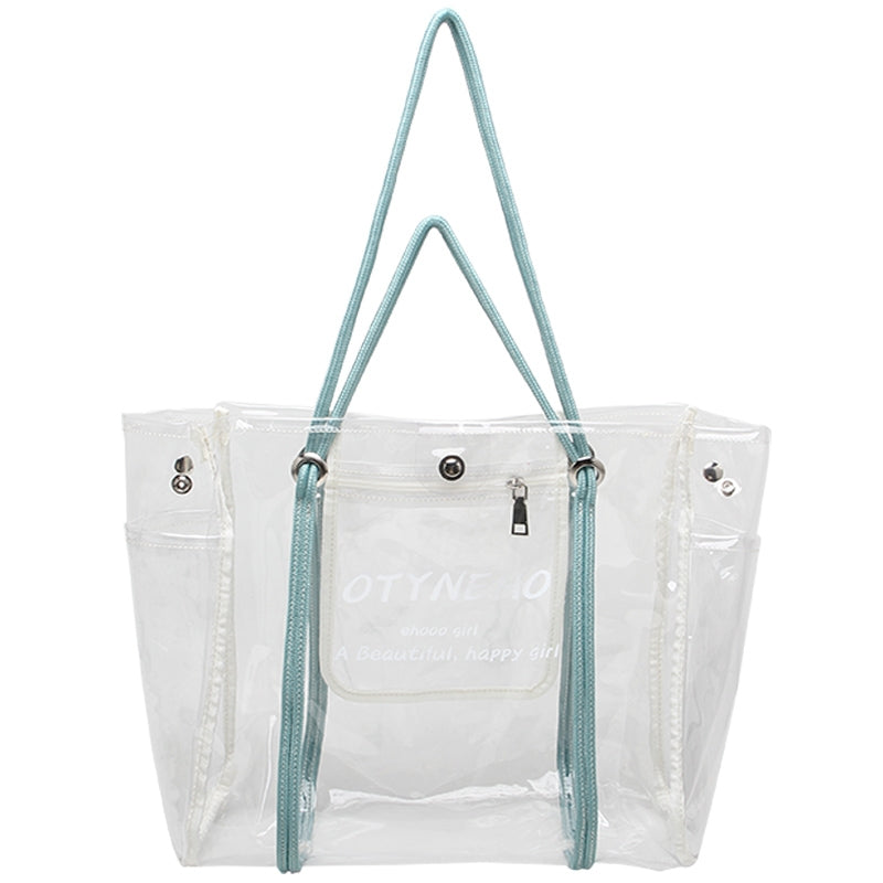 White Large Clear Tote Bag Transparent Jelly Tote Purse| PRUSES