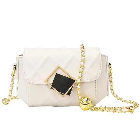 White Leather Quilted Crossbody Bag Fashion Chain Bags Flap Purse| PRUSES