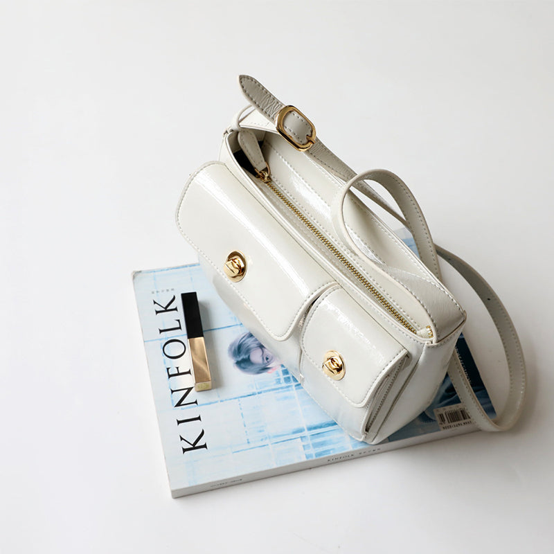 White Leather Square Shoulder Bag Mini Crossbody Bag_1