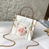 White Retro Flowers Box Mini Crossbody Bags Lolita Pearl Chain Bag | PRUSES
