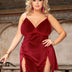 WomenPlusSizeVelvetFloralSexyBacklessNobleLaceBabydollRed_3