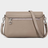 gray Genuine Leather  Square Flap Crossbody Bags back view
