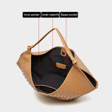 Women Leather Woven Shoulder Bags Large Tote Bag  | PRUSES-1