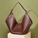 Women Leather Woven Shoulder Bags Large Tote Bag  | PRUSES-6