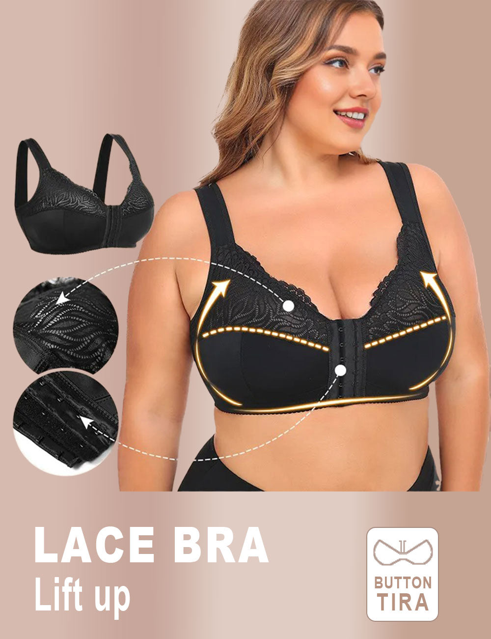 Women Plus Size Adjustment Shaping Front Closure Bra | PRUSES-5