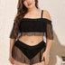 Women Plus Size Batwing Sleeve Two Piece Swimsuit