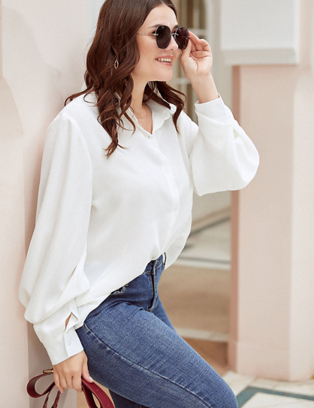 Women_Plus_Size_Bishop_Sleeve_Button_Up_Shirt_PRUSES_6