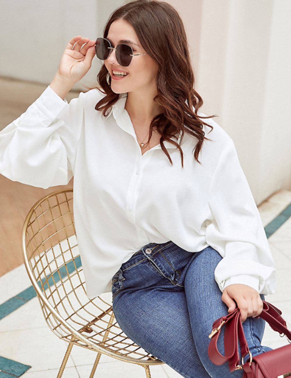 Women_Plus_Size_Bishop_Sleeve_Button_Up_Shirt_PRUSES_8