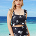 Women Plus Size Black Beach Spa Two-piece Swimsuit