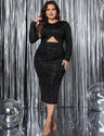 Women Plus Size Black Bodycon Party Dress