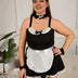 Women Plus Size Black Cute Maid Uniform Babydoll