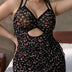 Women Plus Size Black Floral Sling Sexy Babydoll-3