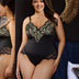 Women Plus Size Black Lace Patchwork Suspender Bodysuit