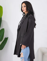 Women Plus Size Black Loose Blazer Split Long Sleeve Coat