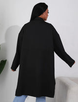 Women Plus Size Black Loose Blazer Split Long Sleeve Coat