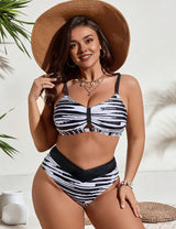 Women_Plus_Size_Black_White_Splicing_Zebra_Print_Bikini_4