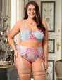 Women_Plus_Size_Blue_Floral_Embroidery_Underwire_Garter_Lingerie_Bra_Set_2