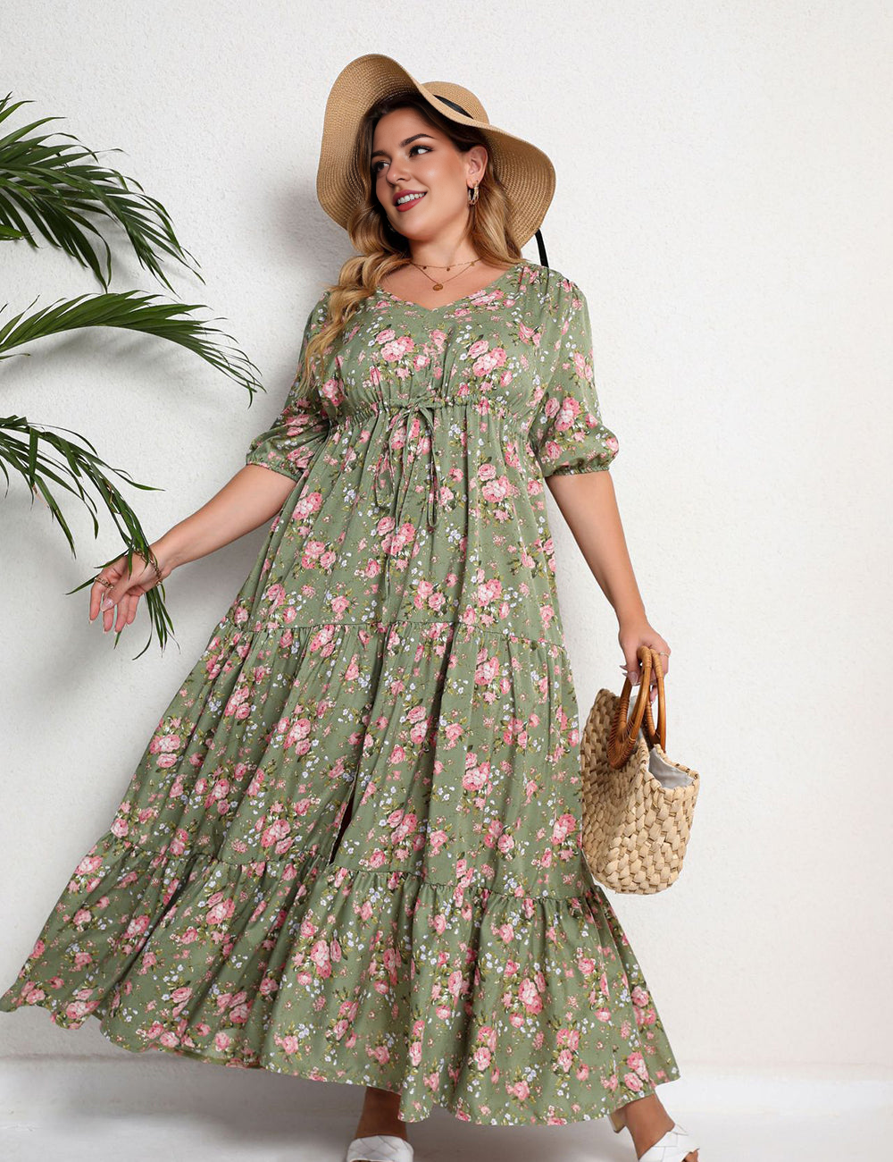 Women Plus Size Bohemian Print Oversized Dress-1